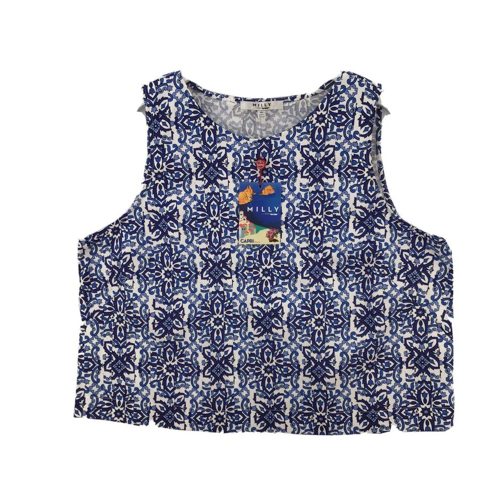 MILLY CAPRI BLUE & WHITE CAPRI TOP - SIZE XL - NWT